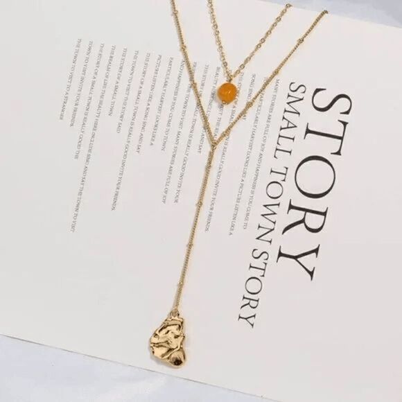 2/$21 Ladies Fashion Stone Drop Necklace - Picture 3 of 6